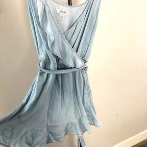 GUESS Light Blue Denim Tie Dress